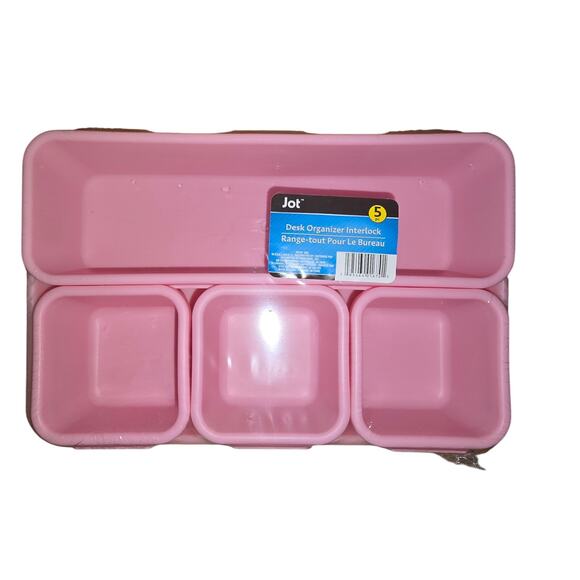 Jot Desk Organizer Drawer Organizer Pink Interlock 5 Piece Set - Picture 2 of 4